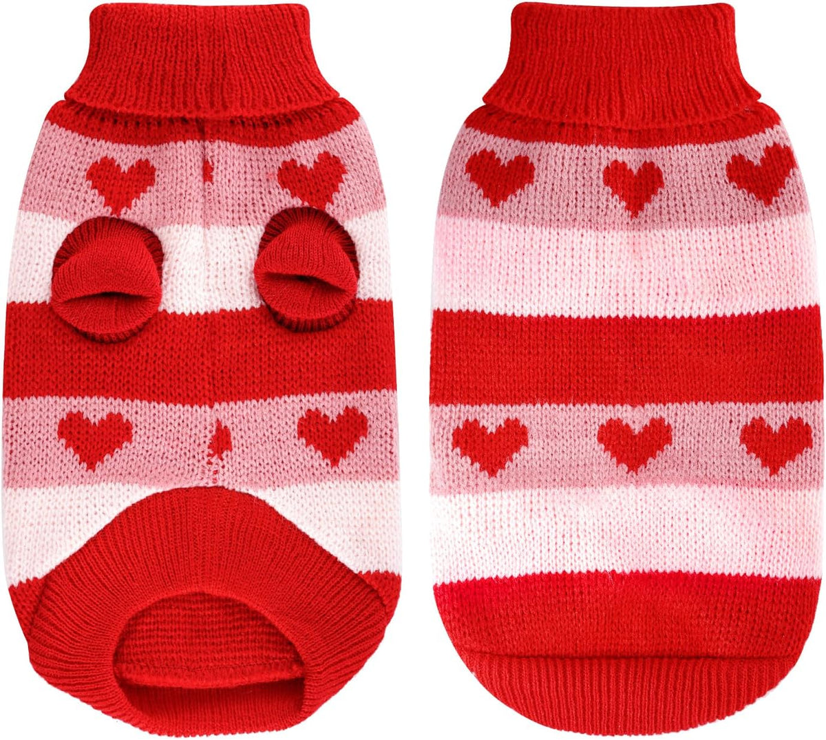 Dog Heart Knitted Sweater Warm Pet Dog Clothes Winter Dog Outfits for Small Puppy Cat Pets (Red, M)