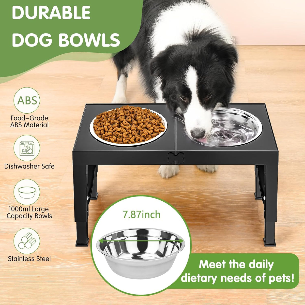 Elevated Dog Bowls Large Breed  Raised Dog Bowl Stands Large Medium Sized Dog 1000Ml Large Elevated Dog Food Water Bowl Stand Set Black Raised Pet Feeder Adjustable Dog Dish Station 9/11/12/14In