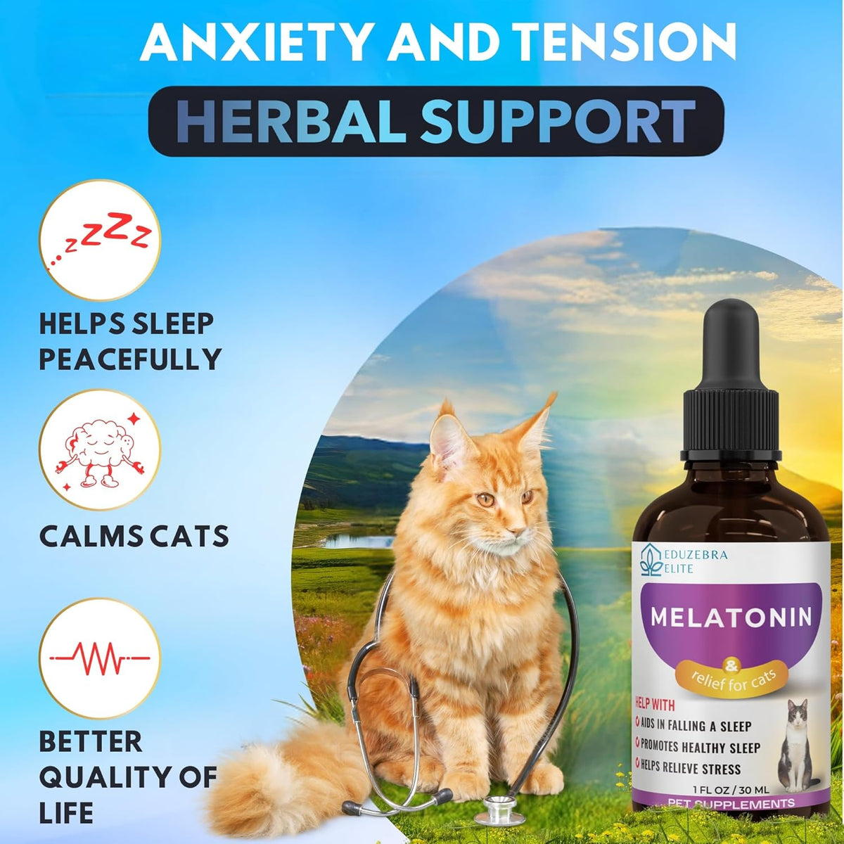 Cat Melatonin, Melatonin for Cats, Cat Sedative for Grooming, Cat Sleep Aid, Cat Calming Treats, Anxiety Relief for Cats, Support Restful Sleep for Your Cat