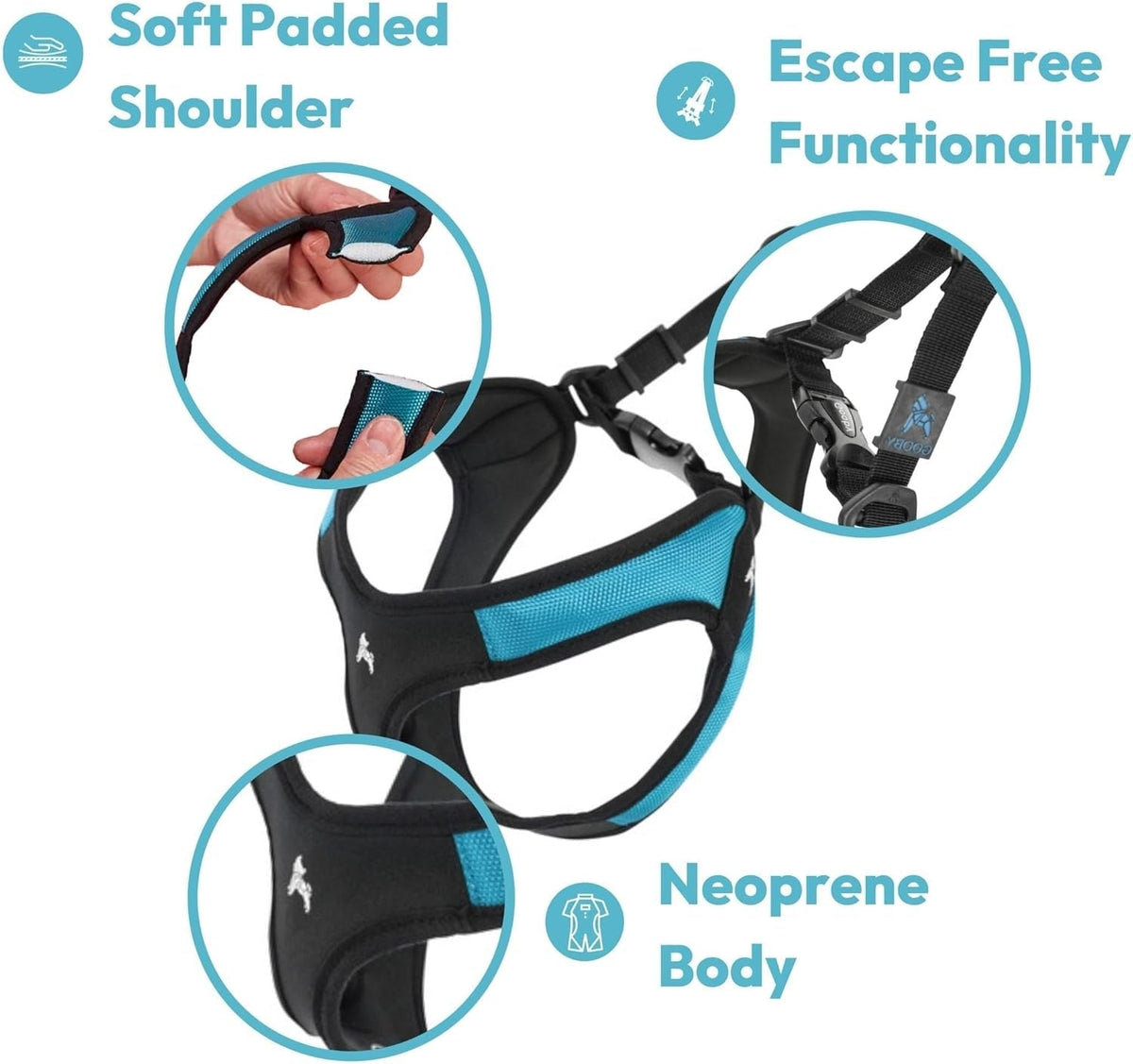 Turquoise X-Small Easy Fit Harness - No Pull Patented Design for Small Dogs with Quick Release Buckle