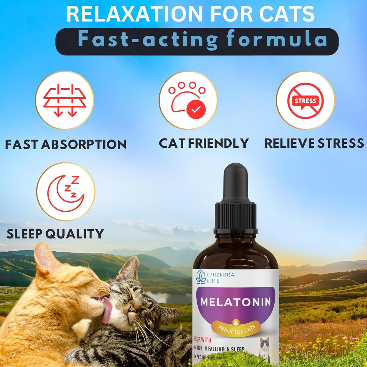 Cat Melatonin, Melatonin for Cats, Cat Sedative for Grooming, Cat Sleep Aid, Cat Calming Treats, Anxiety Relief for Cats, Support Restful Sleep for Your Cat