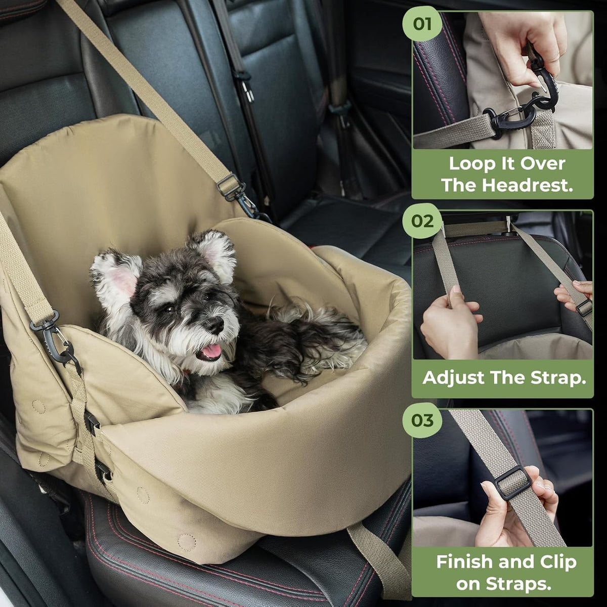 3-In-1 Dog Purse Carrier for Medium Dogs Large Cats Pet Carrier Bed up to 18 Lbs, Fashionable Waterproof Puppy Small Dog Travel Bag Car Seat with Safety Leash, Storage Pockets, Kakhi