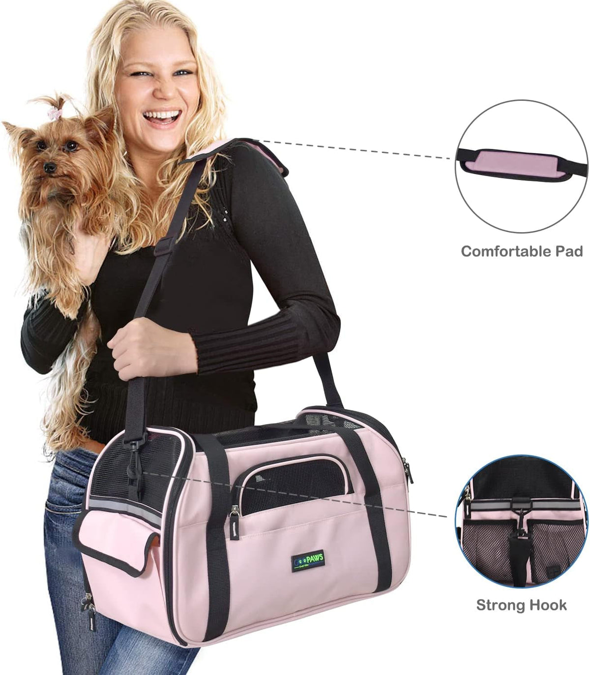 Soft-Sided Kennel Pet Carrier for Small Dogs, Cats, Puppy, Airline Approved Cat Carriers Dog Carrier Collapsible, Travel Handbag & Car Seat