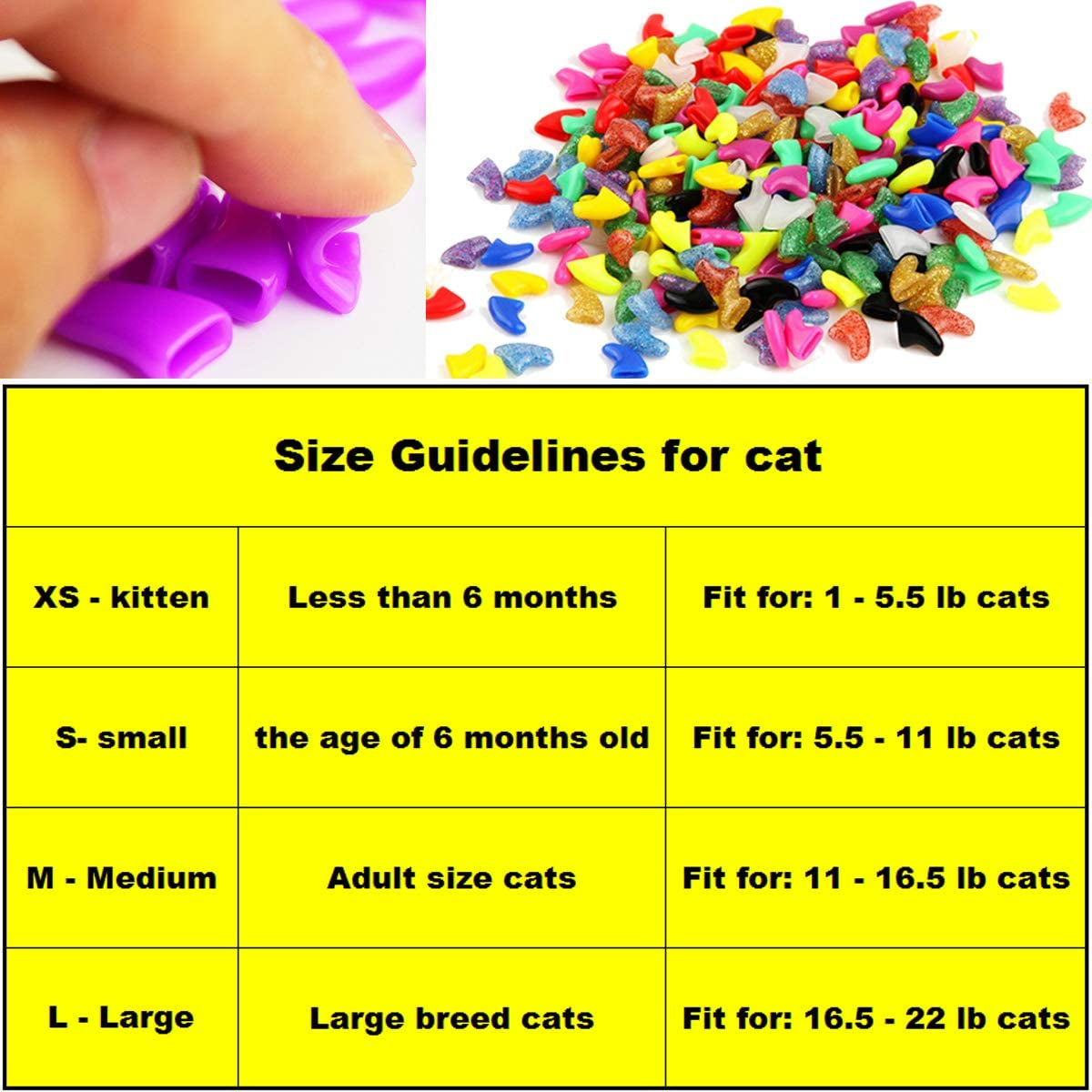 140Pcs (14 Colors) Cat Nail Caps, Cat Claw Covers Cat Nail Covers with Adhesives and Applicators (Medium)