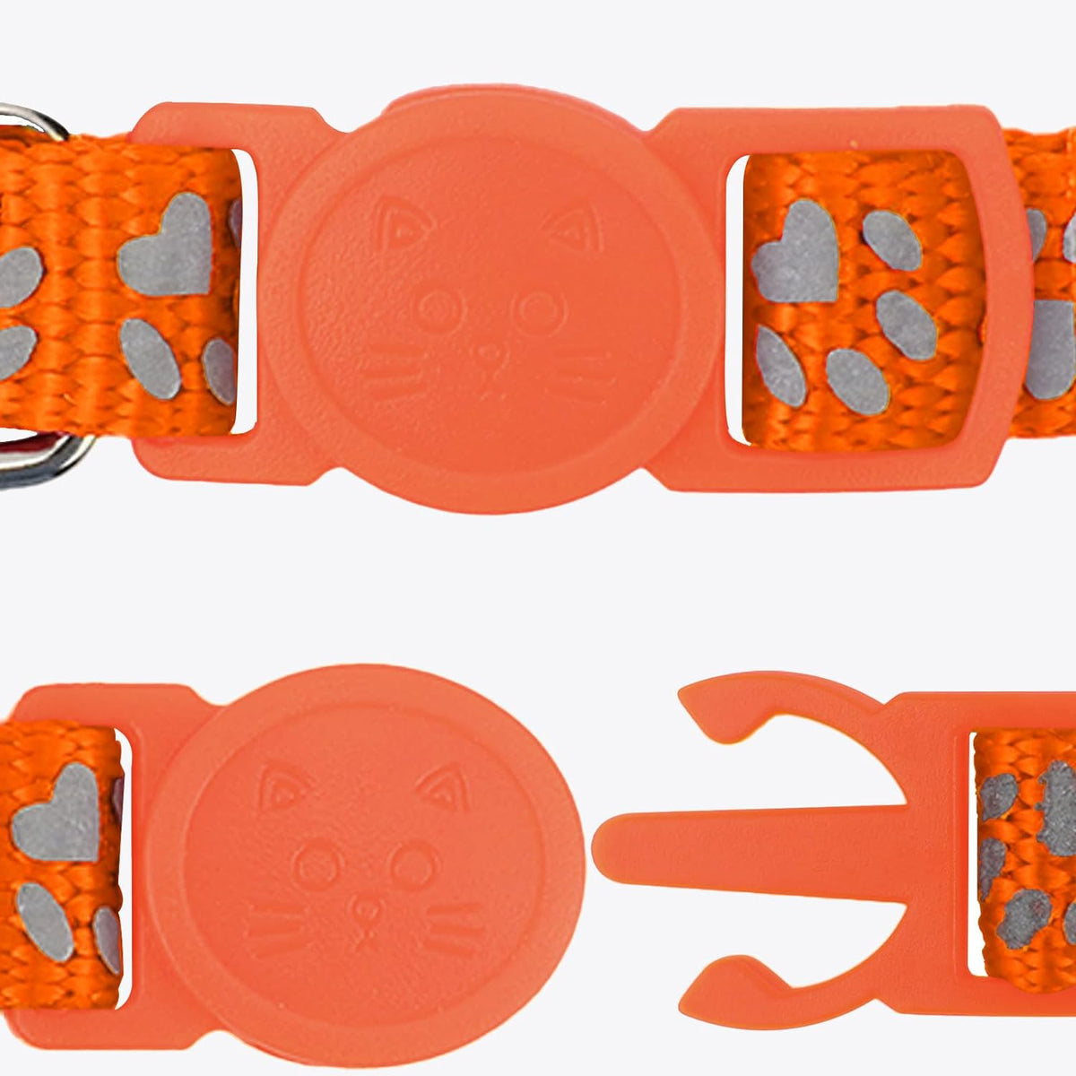 Reflective Cat Collar Breakaway with Bells, 2 Pack Girl Boy Pet Cat Collar Adjustable 7.5-12.5 Inch, Orange