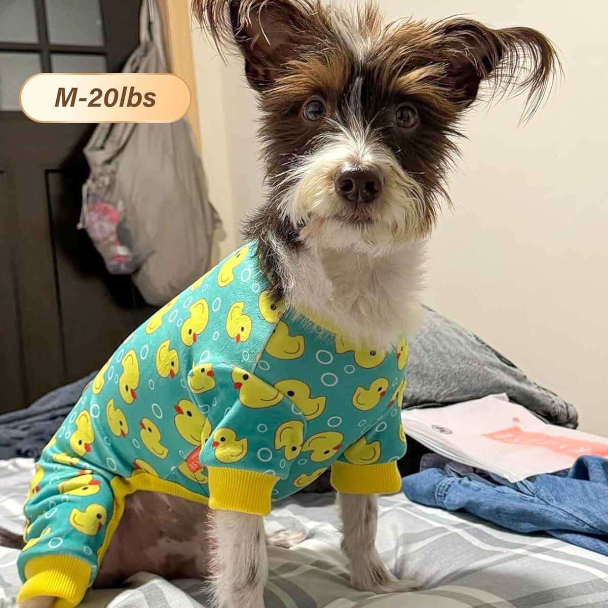 Dog Pajamas Yellow Ducks Dog Onesie Soft Dog Costume Dog Body Suits after Surgery Dog Coat Dog Clothes Cat Clothes Dog Surgery Recovery Suit Dog Pajamas for Small Dogs Small Dog Pajamas