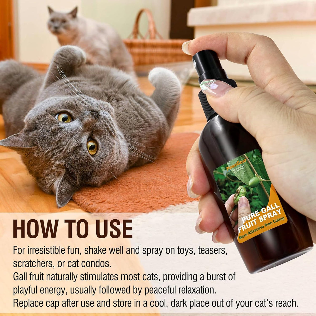 1.68 Fl Oz Silvervine Fruit Spray,Cat Training Spray with Gall Fruit,More Appealing than Catnip Spray,Improve Bad Cat Behavior