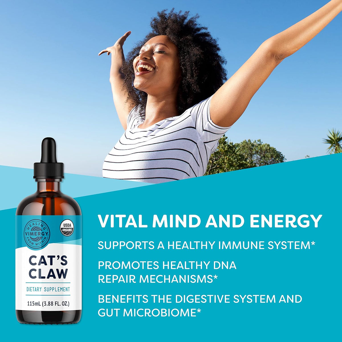 Organic Cat’S Claw Liquid – Provides Antioxidant Support* – Benefits the Immune System* – Organic, Vegan, Gluten-Free, Non-Gmo – 57 Servings (115 Ml)