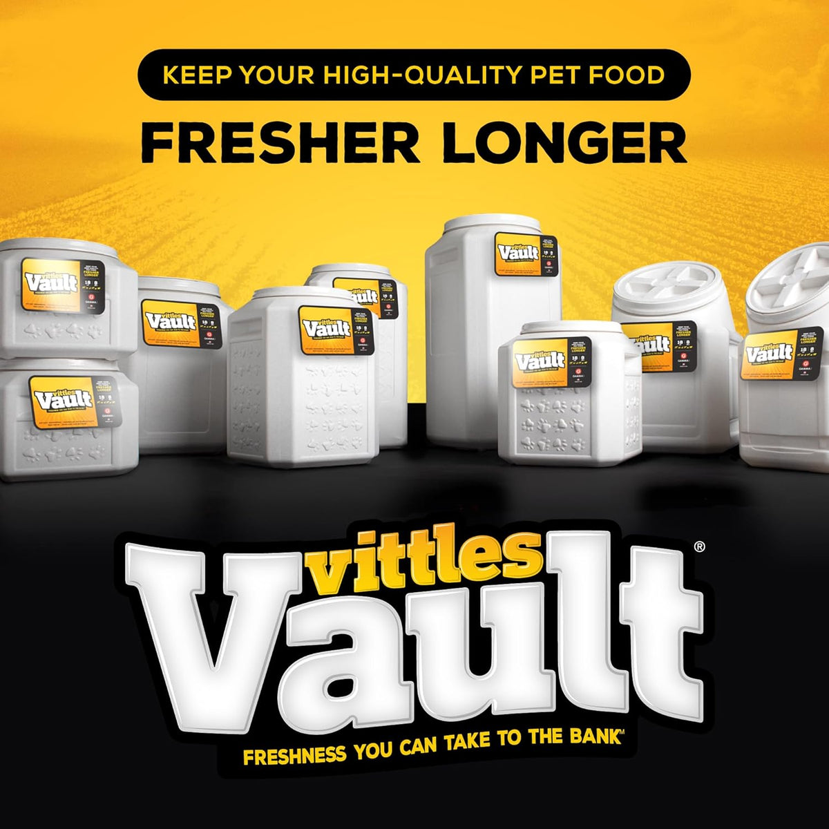 Vittles Vault Airtight Dog Food Storage Container - Fits up to 50 Pounds of Dry Pet Food - Perfect for Cat and Puppy Kibble - Bpa-Free Plastic - Made in the USA - 14" L X 20" H