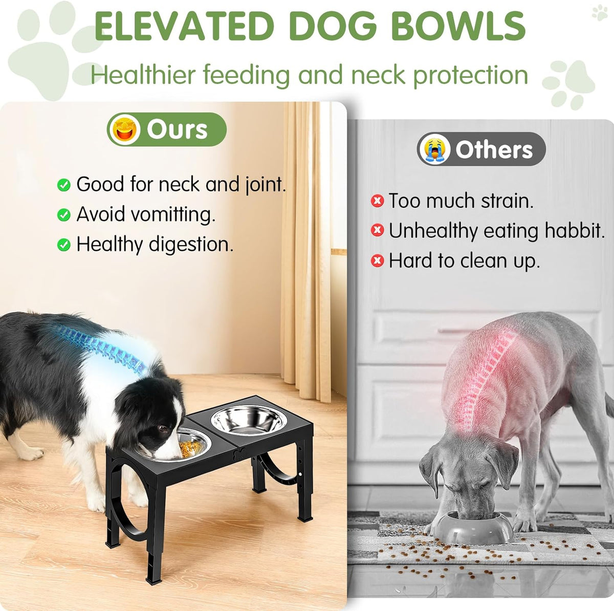 Elevated Dog Bowls Large Breed  Raised Dog Bowl Stands Large Medium Sized Dog 1000Ml Large Elevated Dog Food Water Bowl Stand Set Black Raised Pet Feeder Adjustable Dog Dish Station 9/11/12/14In